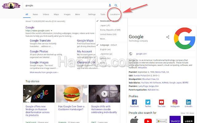 Google Search - Geolocation & Language Change