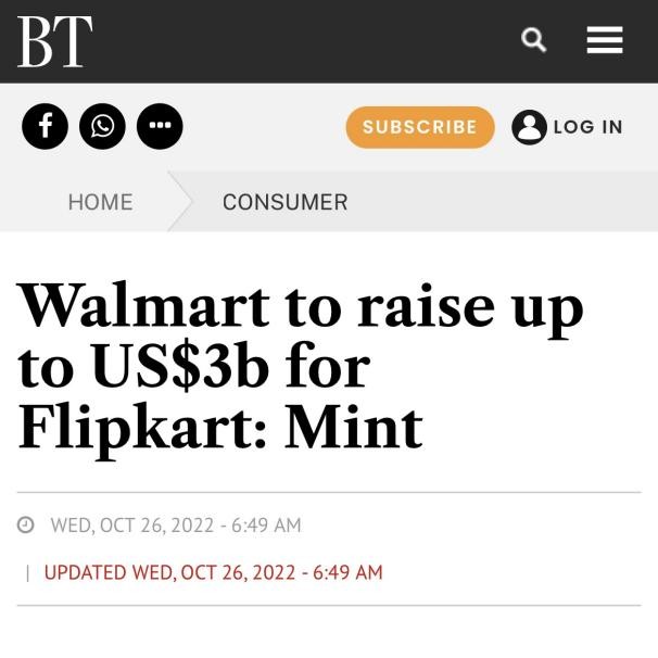 沃尔玛旗下flipkart扩张印度市场计划融资超过20亿