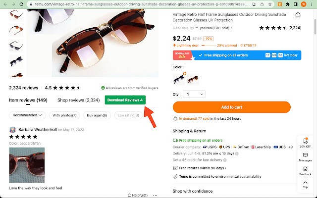 Temu Reviews Extractor 轻松导出temu商品评论