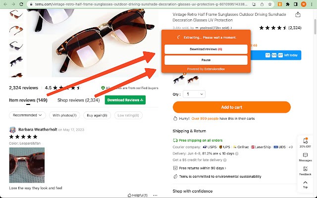 Temu Reviews Extractor 轻松导出temu商品评论