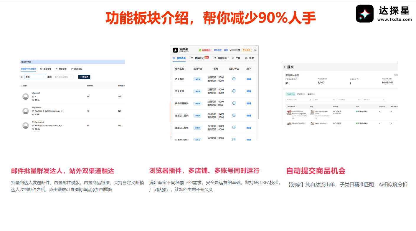 达探星 Tk达人邀约工具 自动提报商品机会